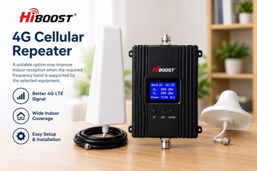 4G cellular signal booster and antenna system