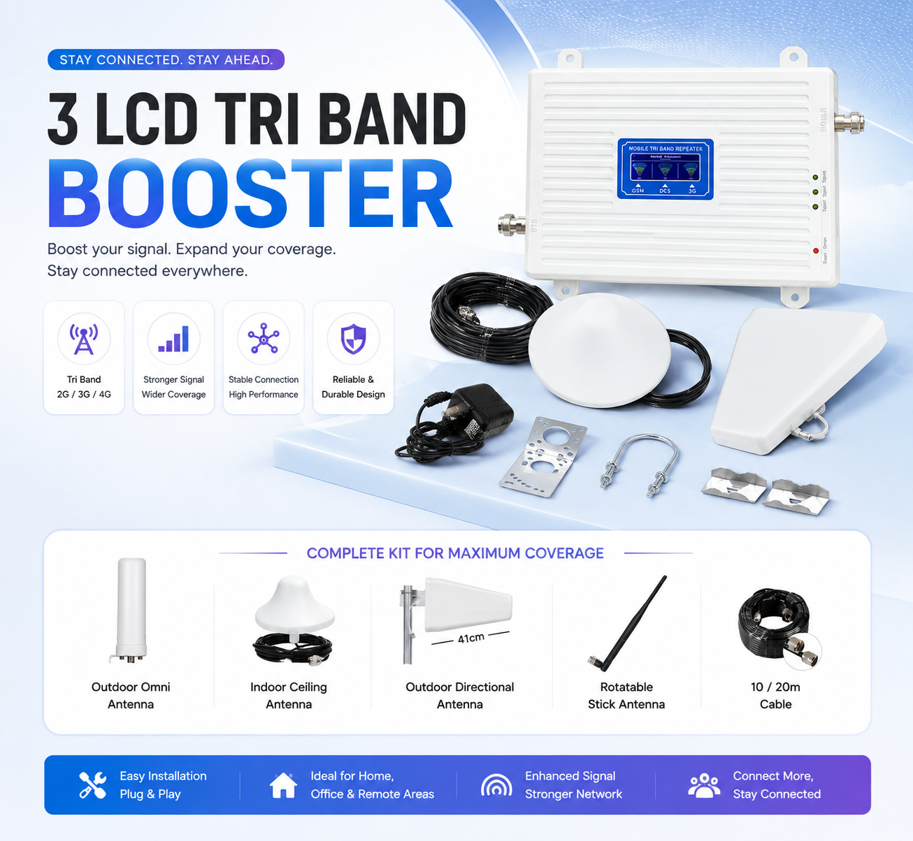 Mobile signal booster complete kit for Multan